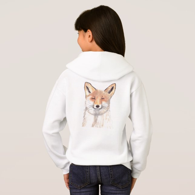 Cute blanc renard aquarelle Forêt Fille sauvage (Dos entier)