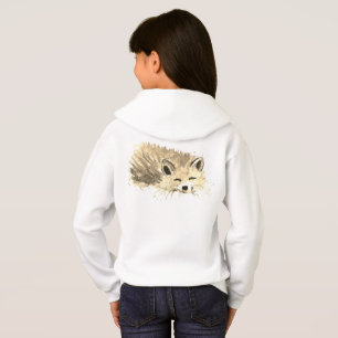 Cute blanc renard aquarelle Forêt Fille sauvage