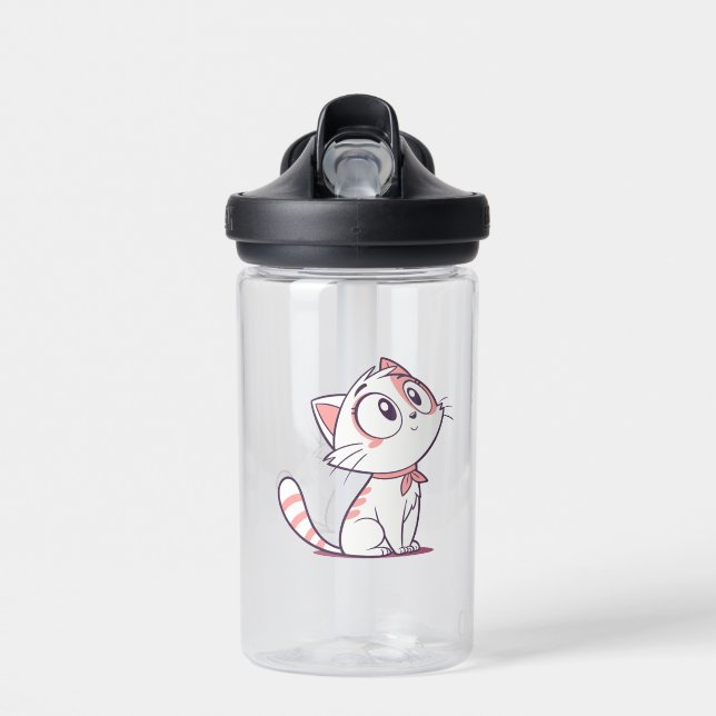 Cute Blanc & Rose Kitten - Bouteille d'eau pour en (Avant)