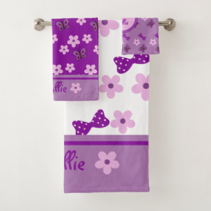 Cute blanc violet rose rose papillon floral Bow en