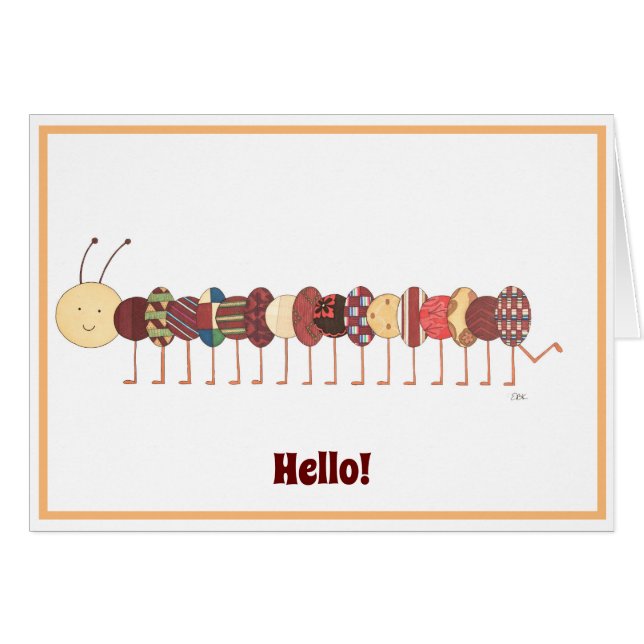 Cute Blank Notecard-Caterpillar #2-Personalize It! (Devant horizontal)