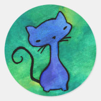Cute bleu kitty sur les autocollants arrière - pla