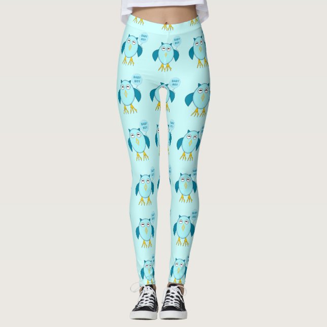 Cute Blue Baby Boy Owl Leggings (Devant)