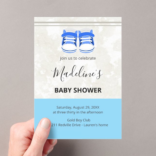 Cute Blue Baby Shower Invitation – Customizable  (In situ (ordinateur de poche))