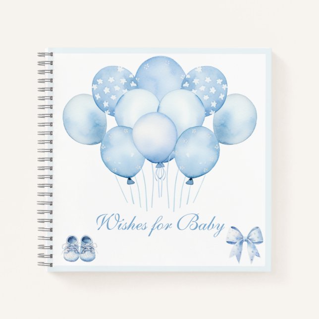 Cute Blue Balloons Baby shower Livre d'invité (Devant)