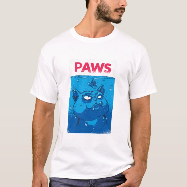 Cute Blue Cat “Paws” Funny Cat Lover T-Shirt (Devant)