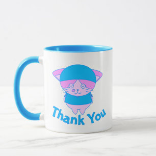 Cute Blue Chat Motif Coupes de café & Mugs
