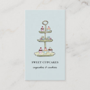 Cute Blue Cupcakes Dessert carte de visite