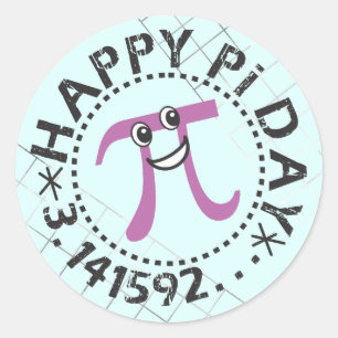 Cute Blue Happy Pi Day © - Stickers Cadeaux Pi Day