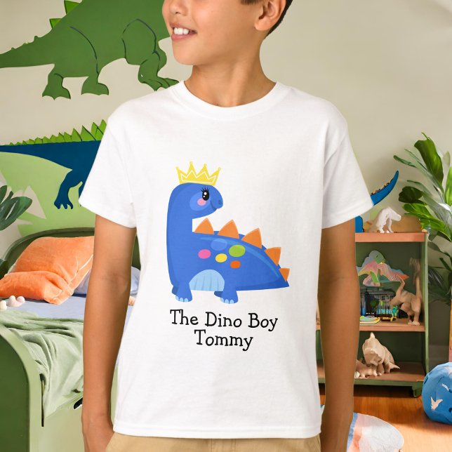 Cute Blue Le T-Shirt de base des enfants Dino Boy (Créateur téléchargé)
