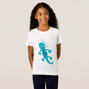 Cute Blue Lizard Gecko Nom des enfants T-shirt