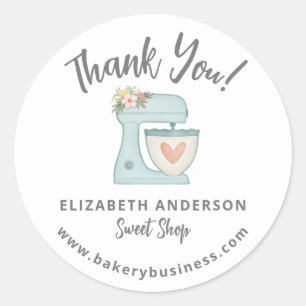 Cute Blue Mixer Boulangerie Business Merci Sticker