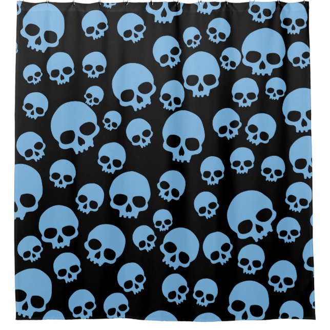 Cute Blue Random Skuls Motif Douche rideau (Devant)