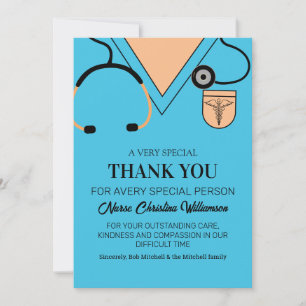 Cute Blue Scrubs Nurse Carte de remerciements
