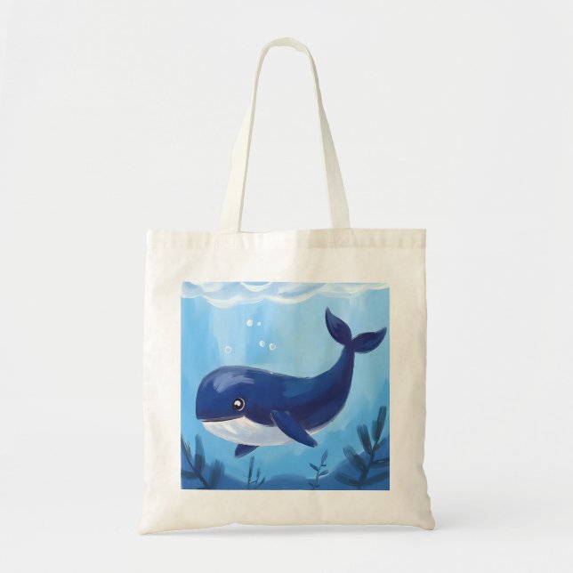 Cute Blue Whale Tote Bag  (Devant)