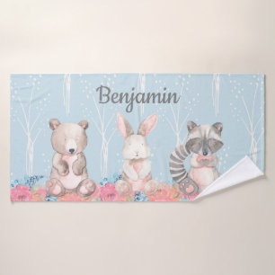 Cute Blue Woodland Animaux Baby Nursery