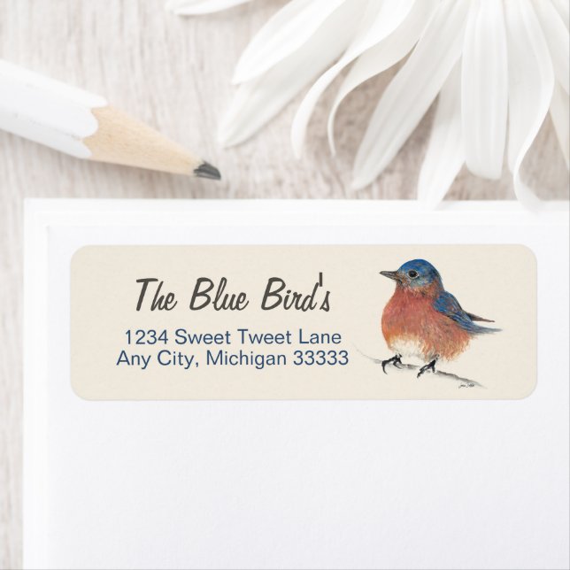 Cute Bluebird Aquarelle Étiquette Art (En situation)