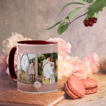 Cute Blush Rose Romantique Photo Mug<br><div class="desc">Photo tasse personnalisée avec vos propres photos encadrées par un design floral rose vif. Magnifique comme un Save the Date ou une tasse fiançailles ou comme un cadeau mariage pour les jeunes mariés.</div>