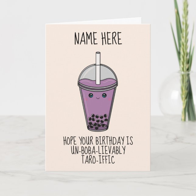 Cute Boba Bubble Tea Carte Anniversaire (Devant)