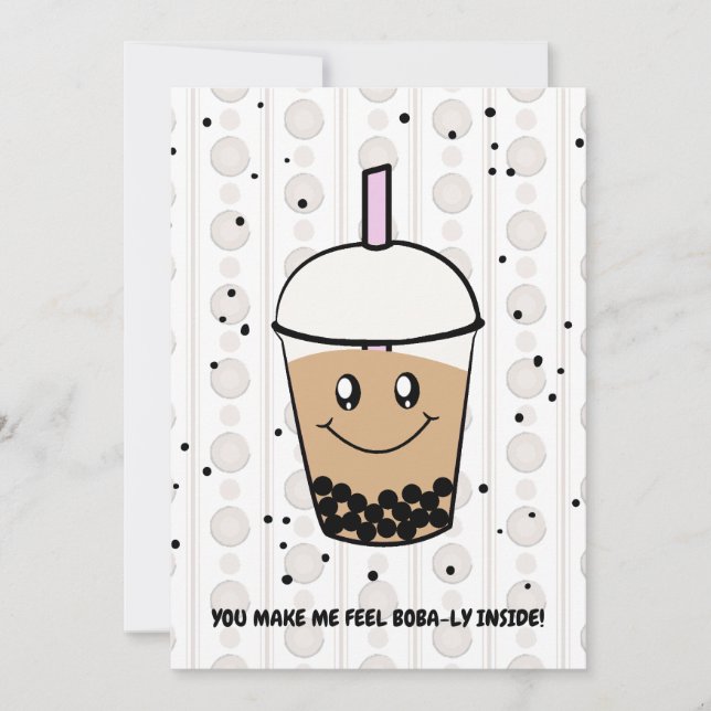 Cute Boba Bubble Tea Pun Invitation (Devant)