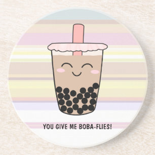 Cute Boba Milk Tea Pun Dessous de verre de grès