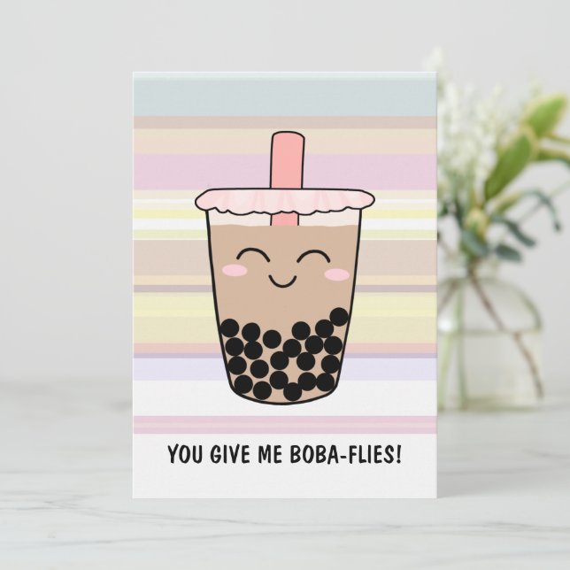 Cute Boba Milk Tea Pun Invitation (Debout devant)