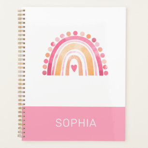 Cute Boho Aquarelle arc-en-ciel en rose personnali