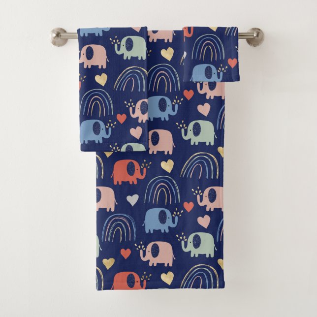 Cute Boho Navy Blue Elephant Motif (En situation)
