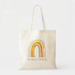 Cute boho rainbow drawing tote bag for girls<br><div class="desc">Cute boho rainbow drawing tote bag for girls. Personalize with your own custom name. Hand drawn design with pastel watercolors.</div>