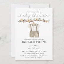 Cute Boho Vêtements garçon Baby shower Invitation