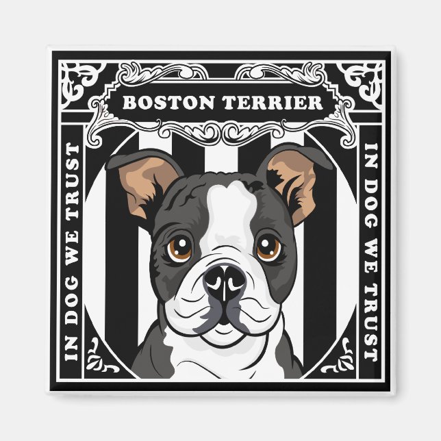 Cute Boston Terrier Magnet Carré (Devant)
