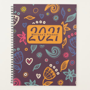 Cute Botanical Abstrait Motif Année personnalisée