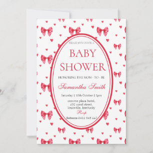 Cute Bow & coeur Baby shower Invitation