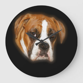 Cute Boxer Chien Portrait Horloge murale