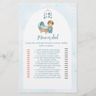 Cute Boy Blue Nursery Baby shower Devinez Qui jeu