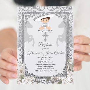 Cute Boy Charro Baptême Christening Invitation