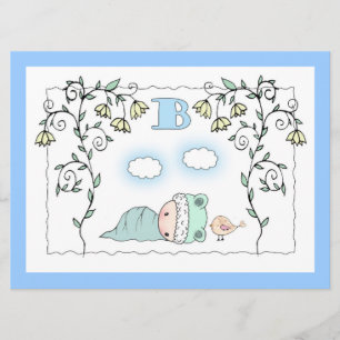 Cute Boy Invitations Baby showers bébé et oiseau
