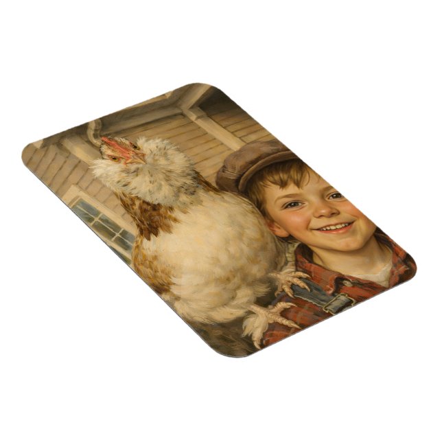 Cute Boy With Chicken Magnet (Côté Droit)