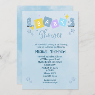 Cute Boys Cowboy Baby shower Invitation