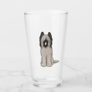 Cute Briard Cartoon Chien Boire Verre