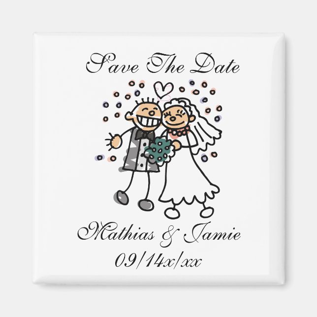 Cute Bride Groom Enregistrer Les Dates Magnet (Devant)