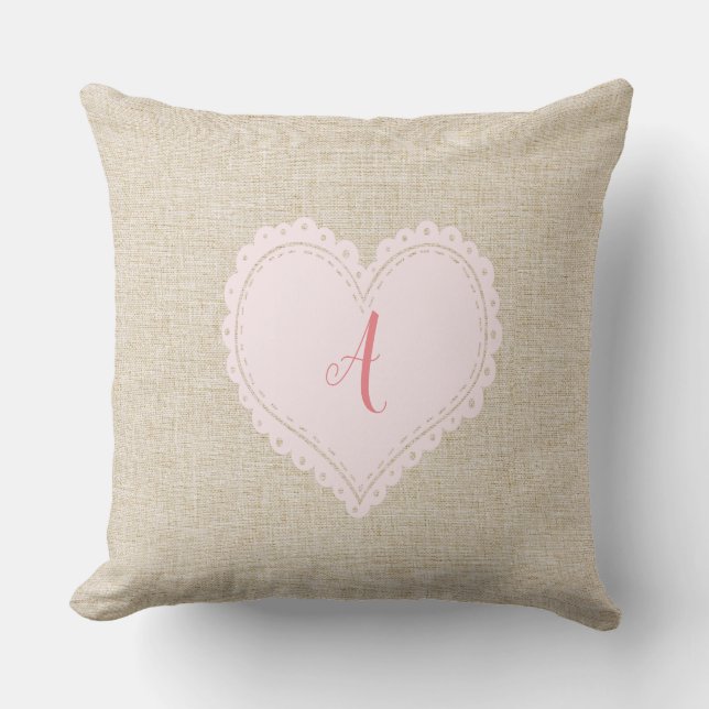 Cute Bright Sweet Heart Ajouter Coussin Monogramme (Recto)