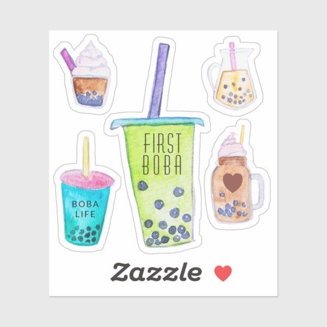 Cute Bubble Tea First Boba Life Stickers Collectio (Feuille)