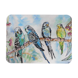 Cute Budgie bougie oiseau Aquarelle Art Magnet