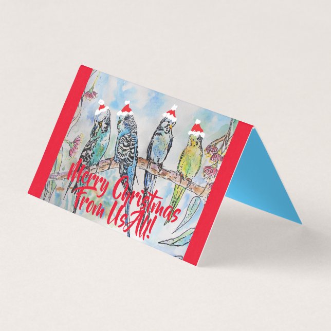 Cute Budgie Joyeux Noël de nous Tous Jeu de cartes (Front)