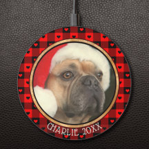 Cute Buffalo Plaid Hearts Custom Dog Pet Memorial