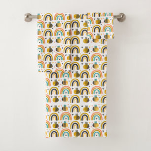 Cute Bumble Bee et Rainbows Motif