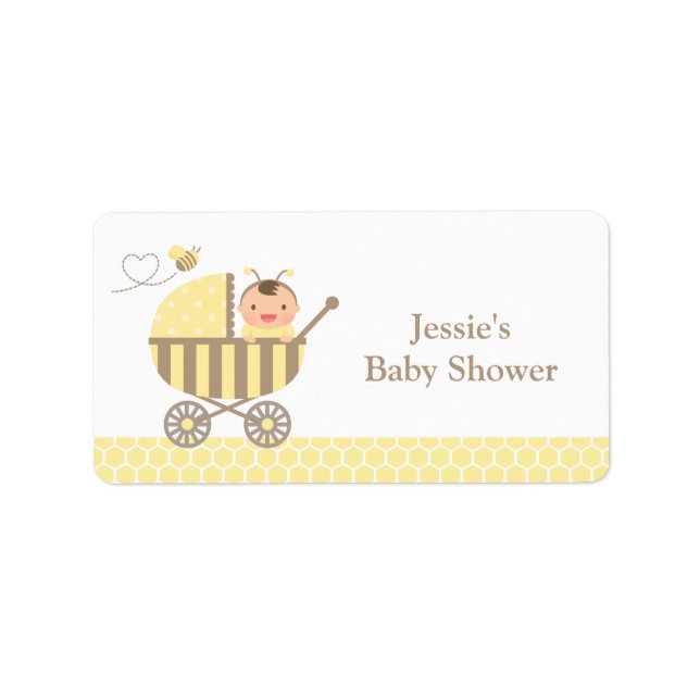 Cute Bumble Bee Stroller Baby showers Étiquettes (Devant)