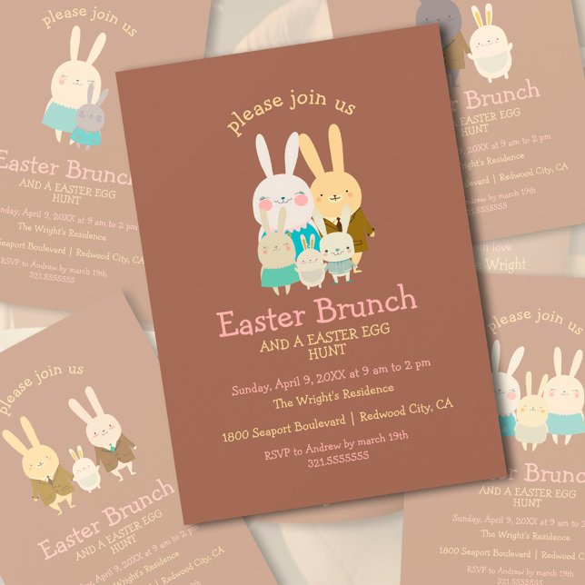 Cute Bunnies Personnalisable Pâques Invitation (Créateur téléchargé)