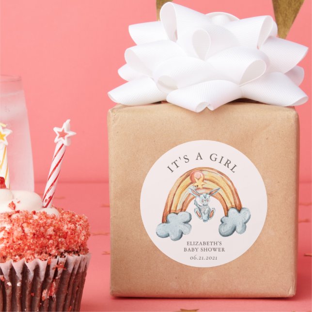 Cute Bunny Arc-en-ciel C'est un Autocollant garçon (Fête)